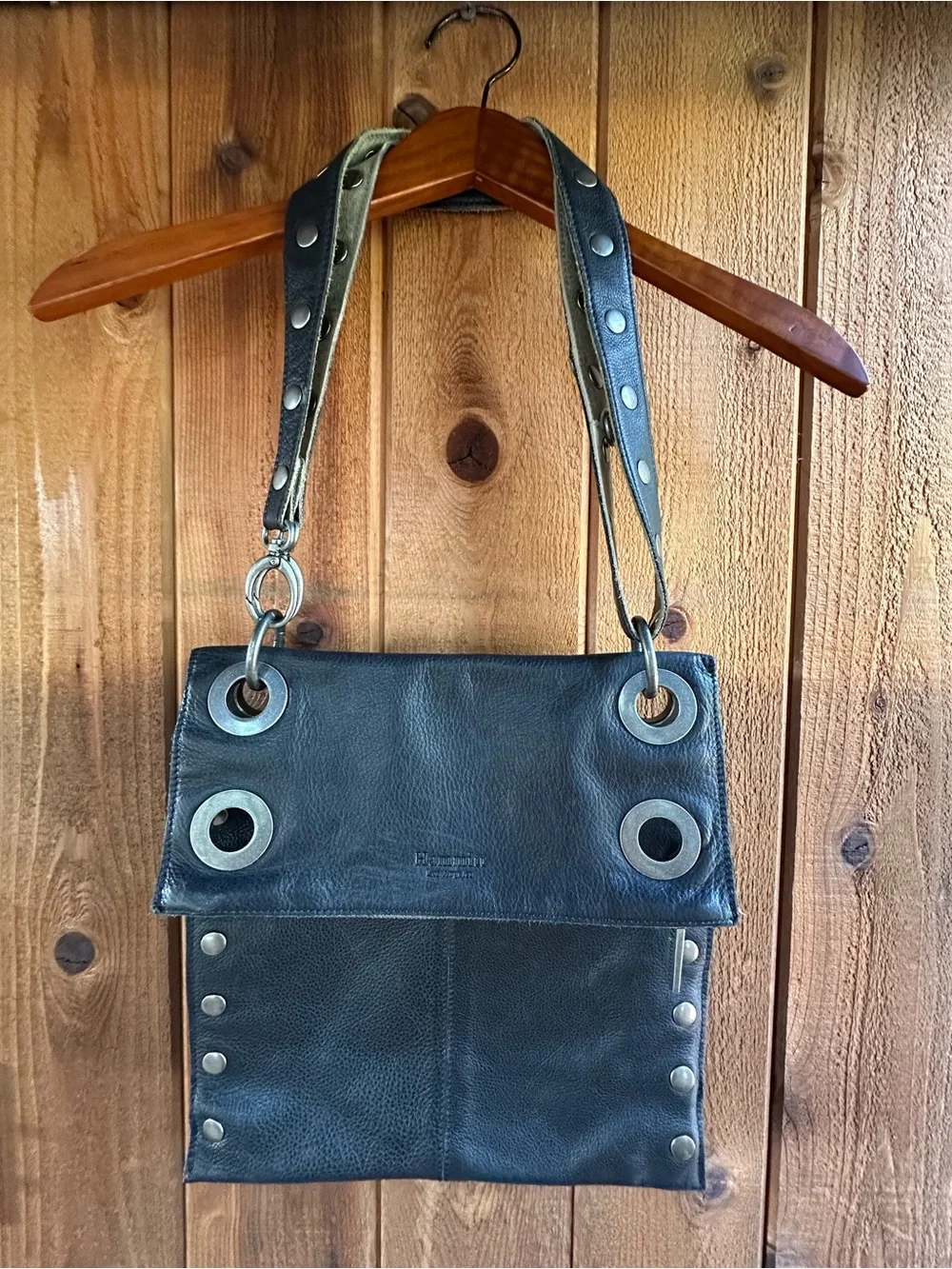 Early Hammitt Large Montana Shoulder/Crossbody Bag Reversible Black and Gray